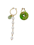 Jasper & Freshwater Pearls Asymmetric Clip On Earrings EE004-0