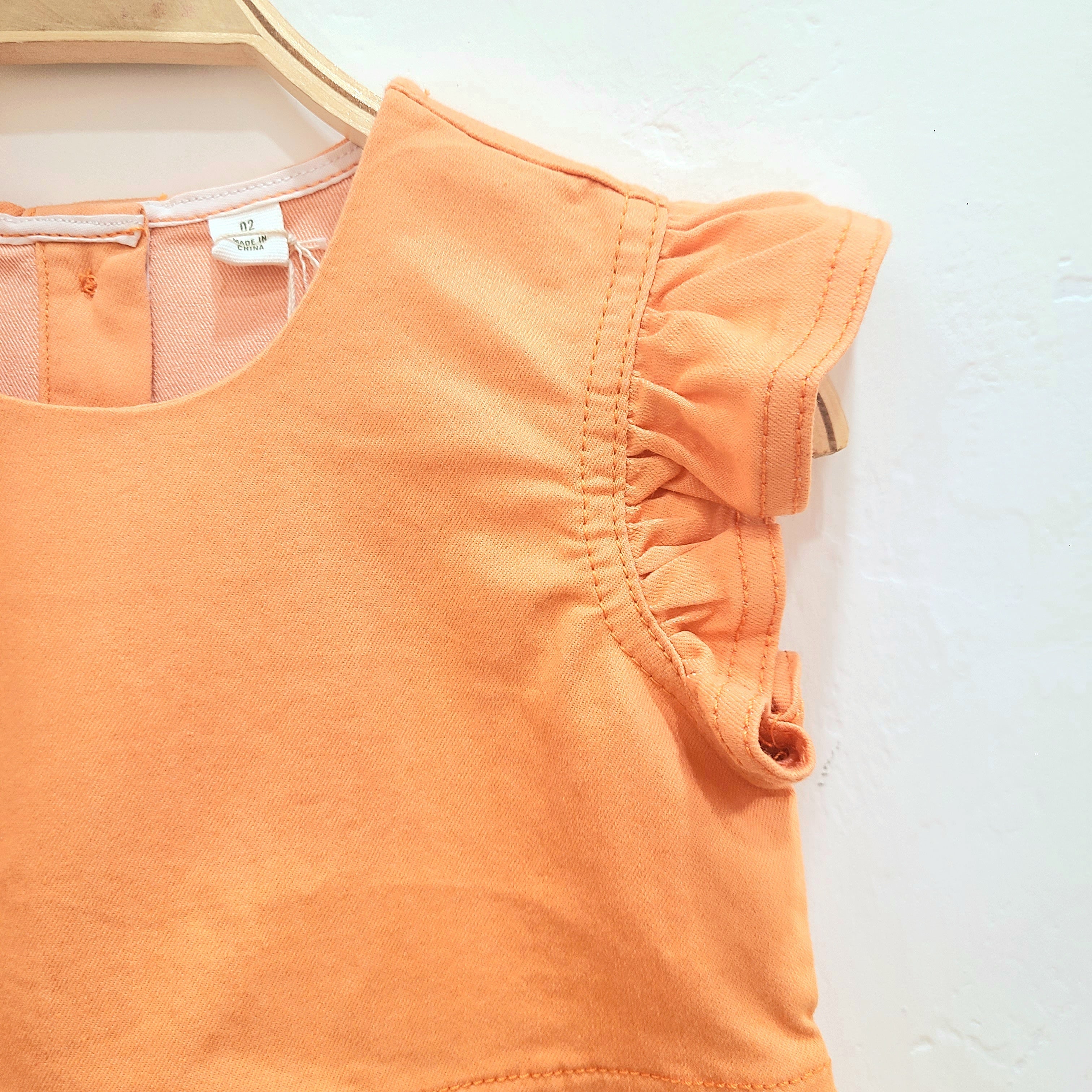 Ruffle Top Dress Orange-3