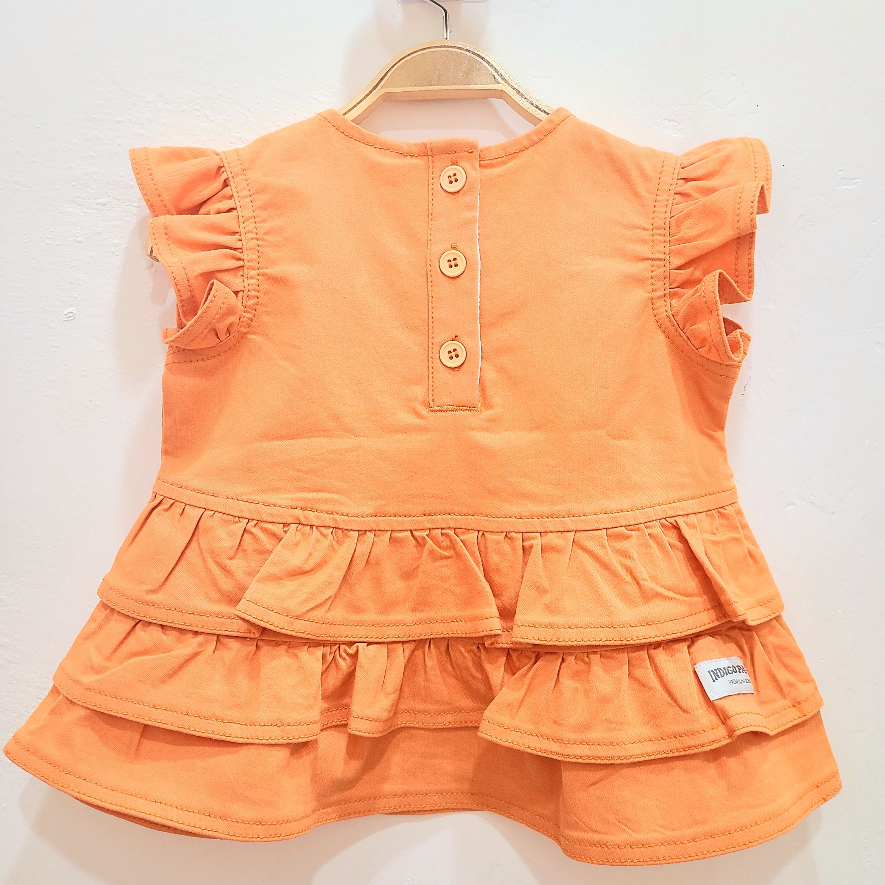 Ruffle Top Dress Orange-1