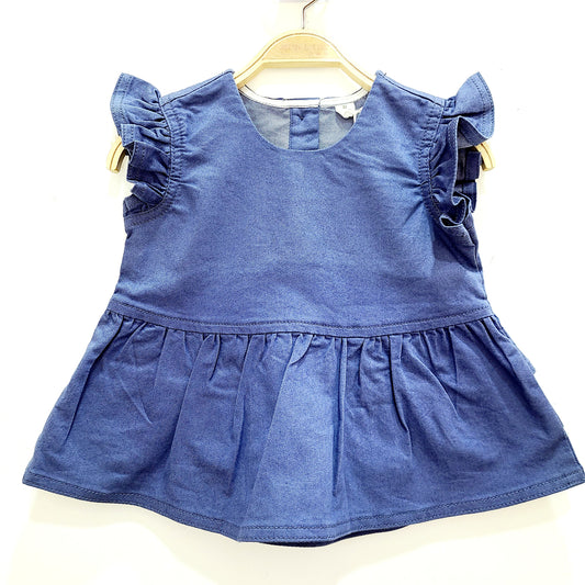Ruffle Top Dress Bright Navy Blue-0