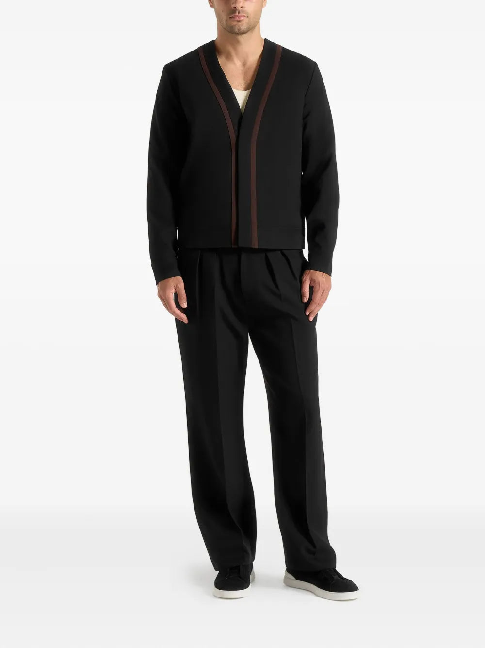 Black Cardigan with Contrast Trim